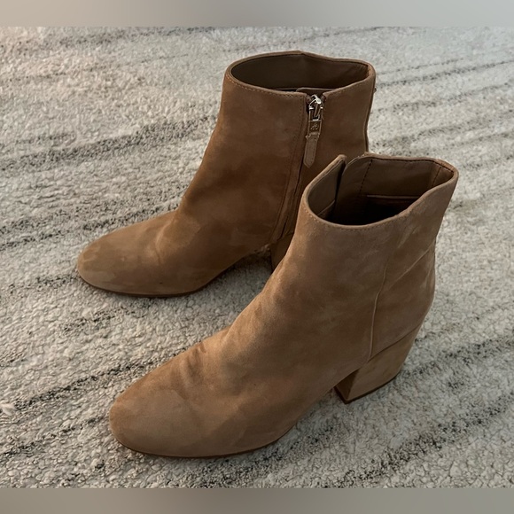 Like New Sam Edelman Suede Leather Tan Camel Boots Shoes Cowgirl Booties - Picture 1 of 12